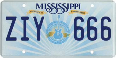MS license plate ZIY666