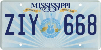 MS license plate ZIY668
