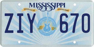 MS license plate ZIY670