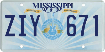 MS license plate ZIY671