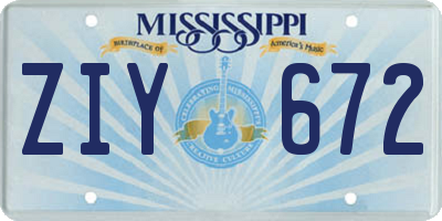 MS license plate ZIY672