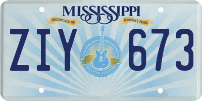 MS license plate ZIY673