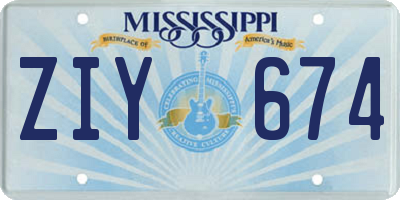 MS license plate ZIY674
