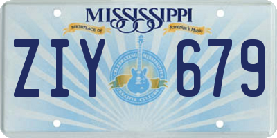 MS license plate ZIY679