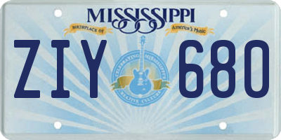 MS license plate ZIY680