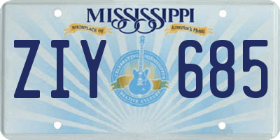 MS license plate ZIY685