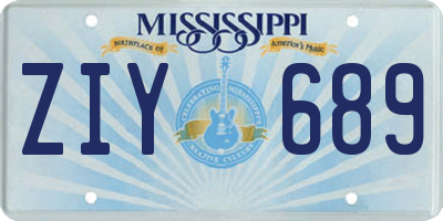 MS license plate ZIY689