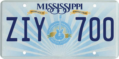 MS license plate ZIY700