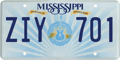 MS license plate ZIY701