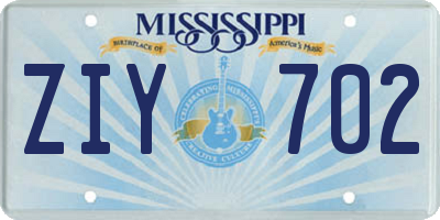 MS license plate ZIY702