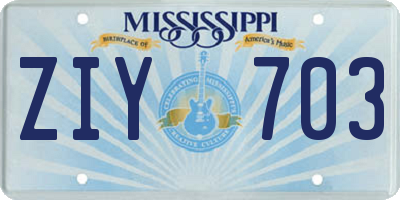 MS license plate ZIY703