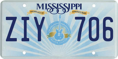 MS license plate ZIY706