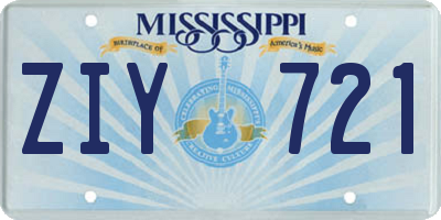 MS license plate ZIY721