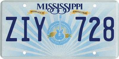 MS license plate ZIY728