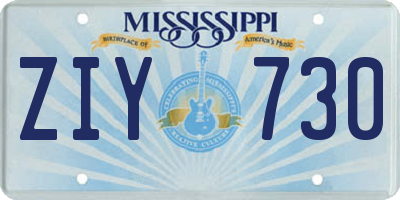 MS license plate ZIY730