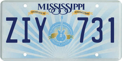 MS license plate ZIY731