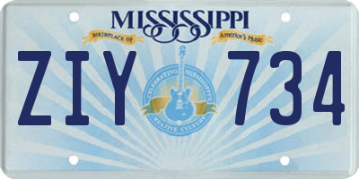 MS license plate ZIY734
