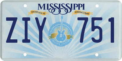 MS license plate ZIY751
