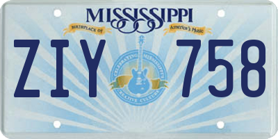 MS license plate ZIY758