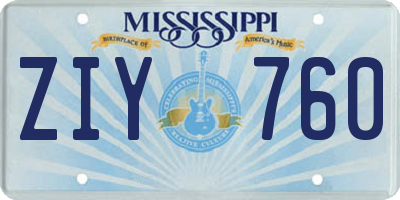 MS license plate ZIY760