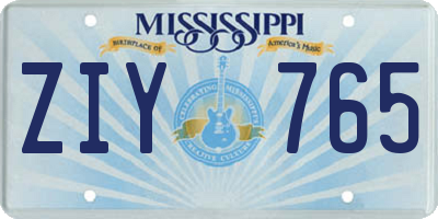 MS license plate ZIY765