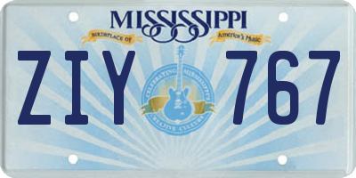 MS license plate ZIY767