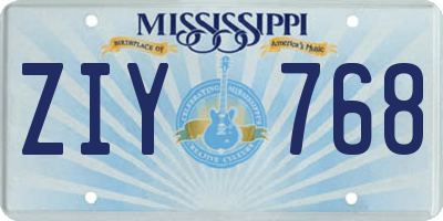 MS license plate ZIY768