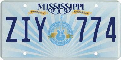 MS license plate ZIY774