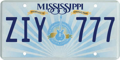MS license plate ZIY777