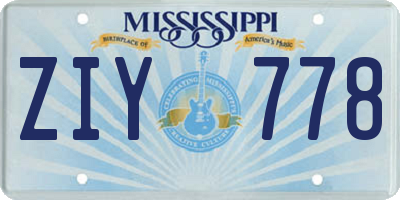 MS license plate ZIY778