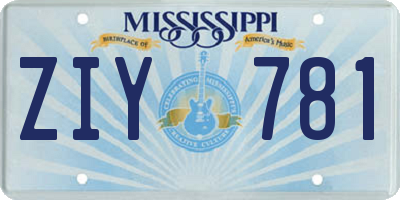 MS license plate ZIY781