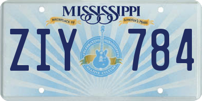 MS license plate ZIY784