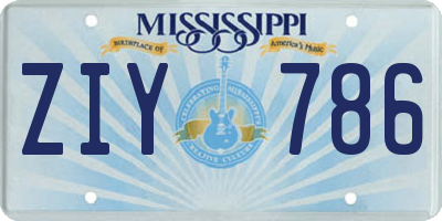 MS license plate ZIY786