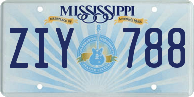 MS license plate ZIY788