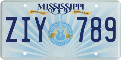 MS license plate ZIY789