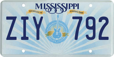 MS license plate ZIY792