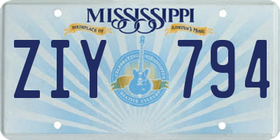 MS license plate ZIY794