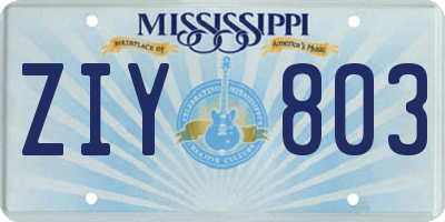 MS license plate ZIY803