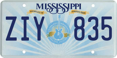 MS license plate ZIY835