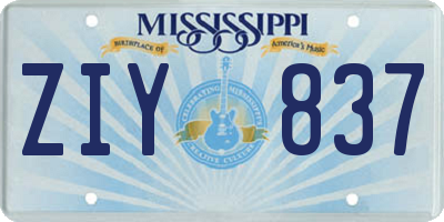 MS license plate ZIY837