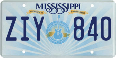 MS license plate ZIY840