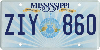MS license plate ZIY860