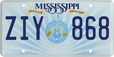 MS license plate ZIY868