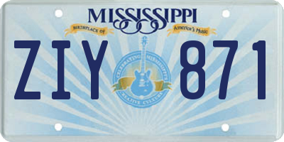 MS license plate ZIY871