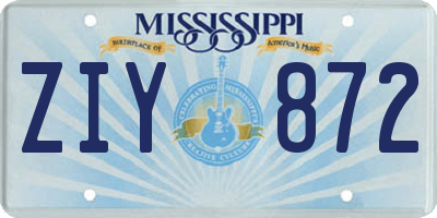 MS license plate ZIY872