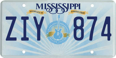 MS license plate ZIY874