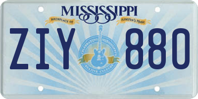 MS license plate ZIY880