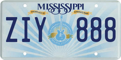 MS license plate ZIY888