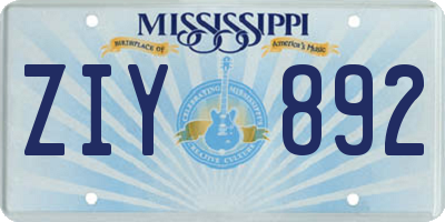 MS license plate ZIY892