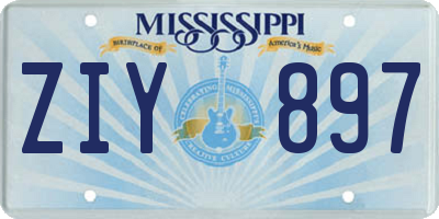 MS license plate ZIY897